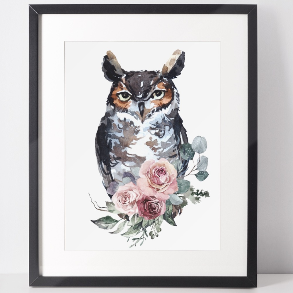 Owl Watercolor Wall Art Print Poster  Unframed - Picture 6 of 15